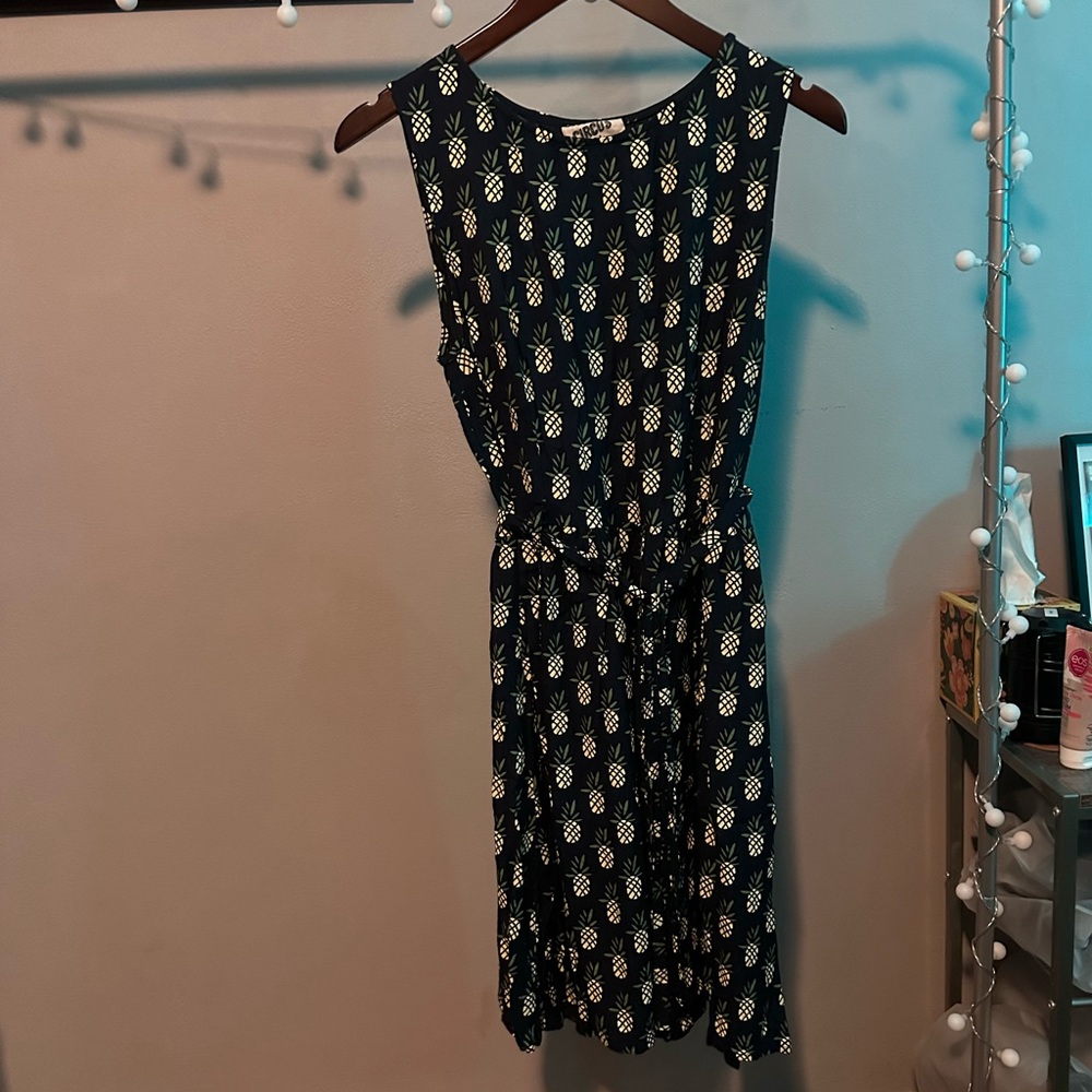 Summer Pineapple Dress, Fit & Flare with Pleated skirt
